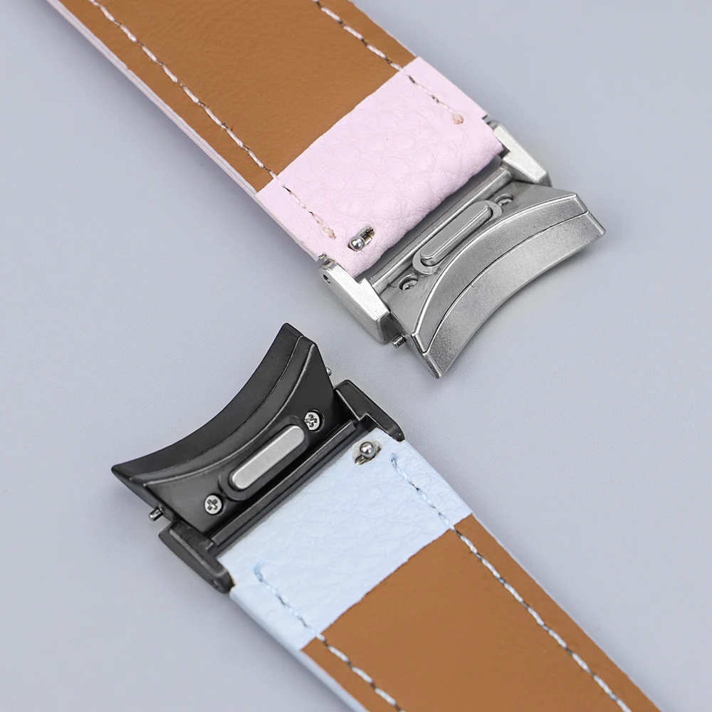 No Gaps 20 22mm Leather Band for Samsuang Galaxy Watch 6 4 Classic 43 47mm Magnetic Buckle Strap for Galaxy Watch 6 5 4 40 44mm