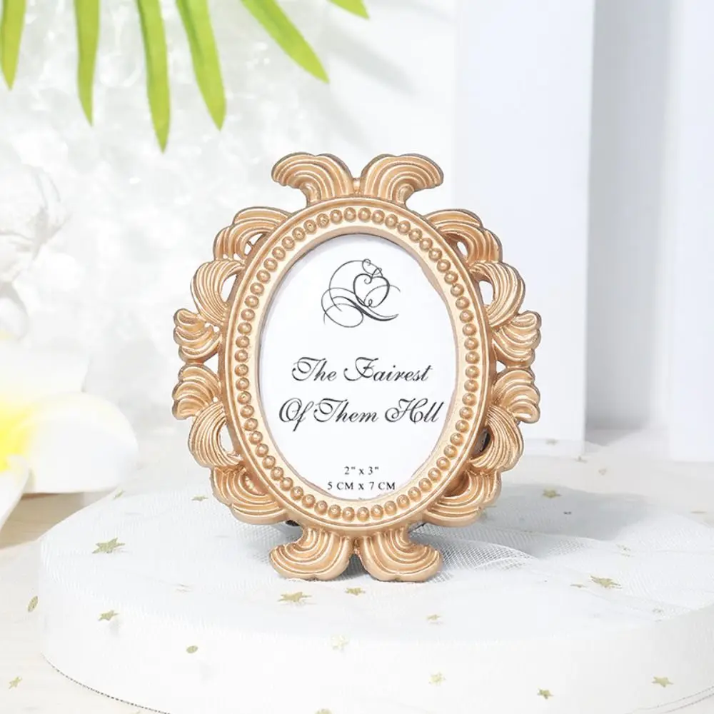 Floral Photo Frame Elliptical Picture Frame Baroque Photo Holder Desktop Picture Frame Home Decor Wedding Gift