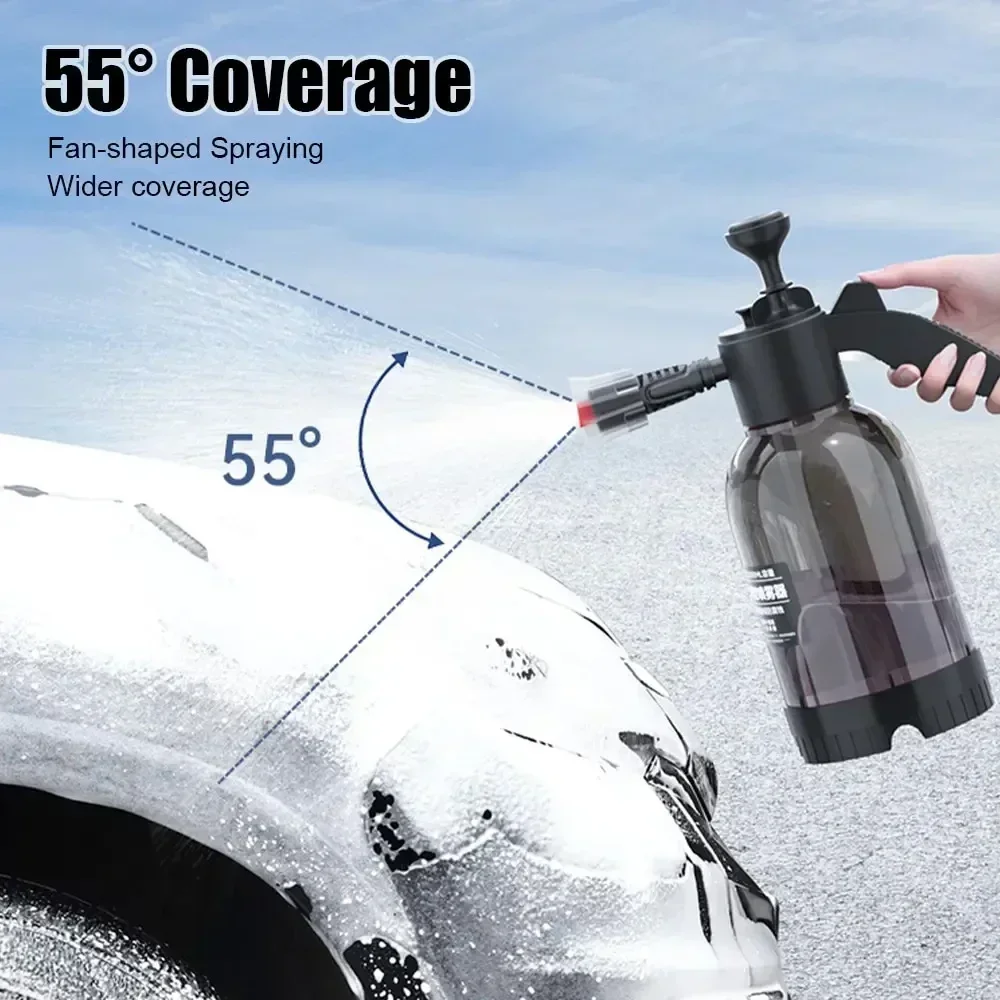Car Wash Spray Bottle 2L Hand Pump Foam Sprayer with 2 Types of Nozzle Hand Pneumatic Foam Cannon Snow Foam Car Window Cleaning