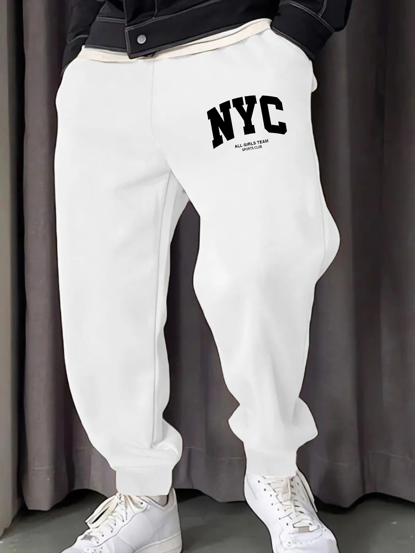 New York City Letter Eye-Catching Prints Man's Sweatpants Casual Fleece Pant Sports Jogging Britches Soft Comfy Long Pants