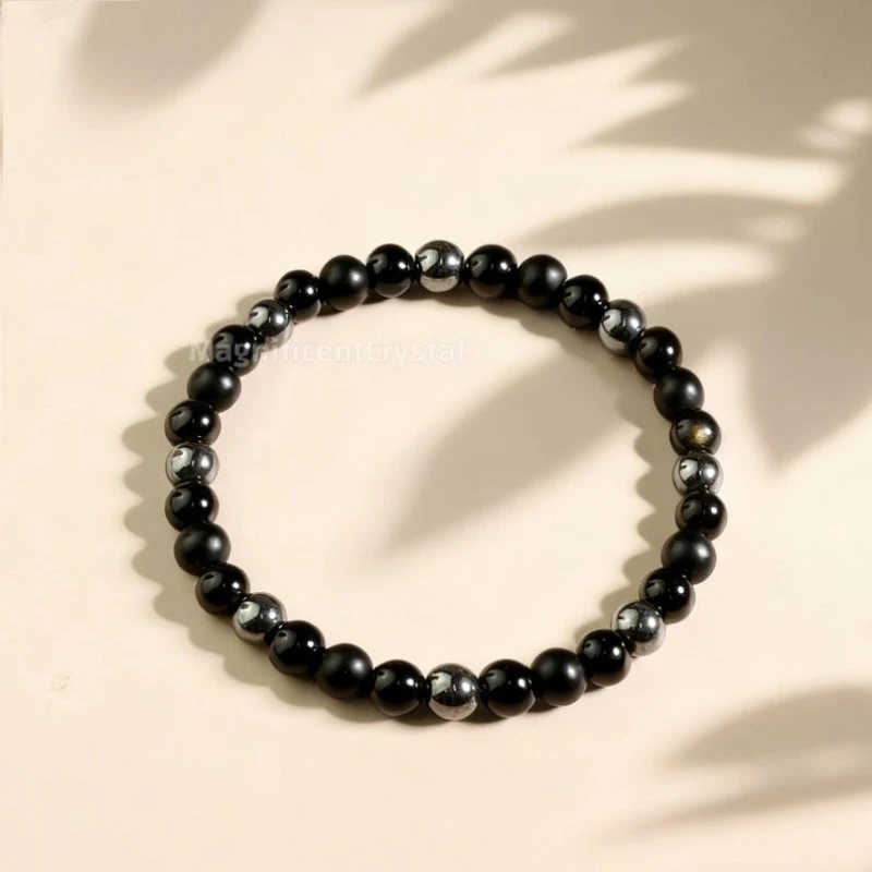 Ultimate Protection Multi-Stone Bracelet, Black Tourmaline Gold Sheen Obsidian Onyx Hematite, Gift for Her/Him