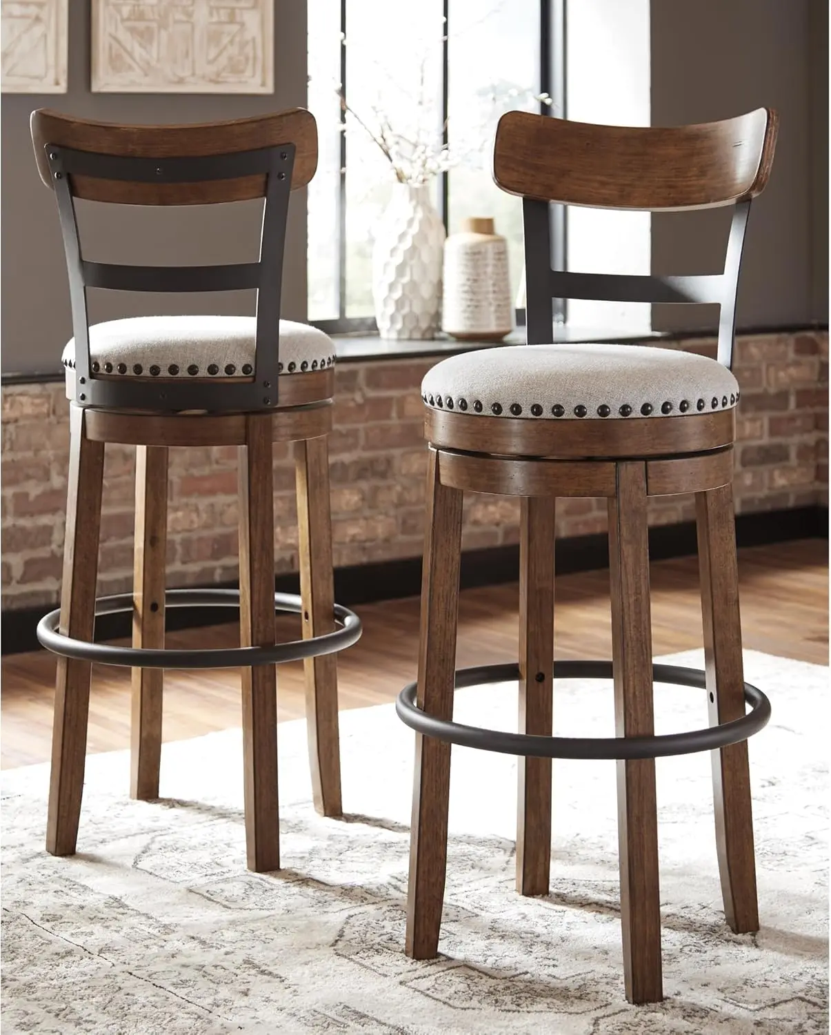 Valebeck 30"" Farmhouse Pub Height Barstool, Brown