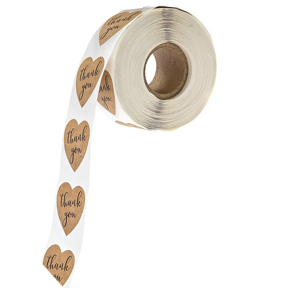 

1 Roll Heart Shape Self-Adhesive Stickers Romantic Valentine's Day Candy Bag Labels Kraft Paper DIY Wrapping Stickers Gift