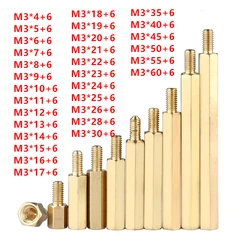 M3 Thread M3*L+6mm Hex Brass Standoff Spacer Screw Pillar PCB Computer PC Motherboard Male Female Standoffs Spacer