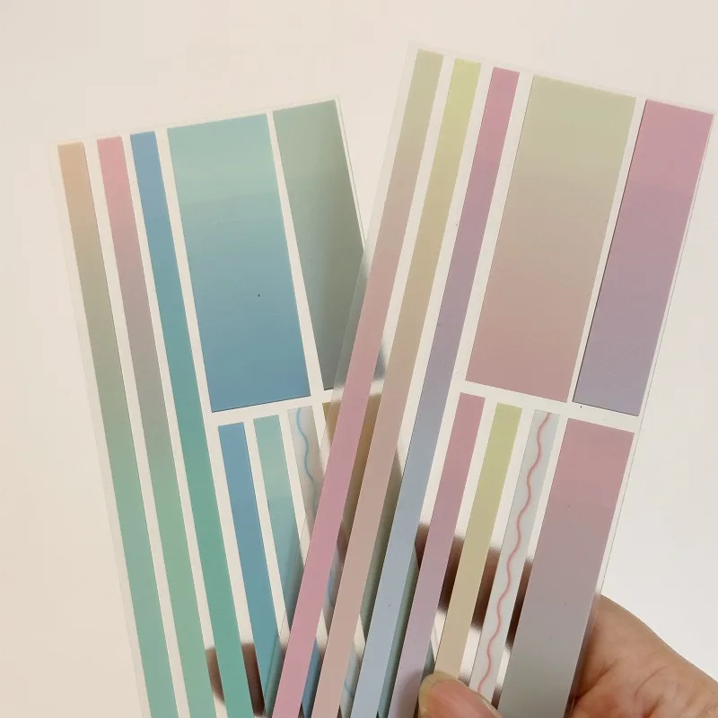 Gradient Pink Blue Transparent Line Index Tabs, Colorful Writable Highlight Sticky Notes, Student Book Reading Marker