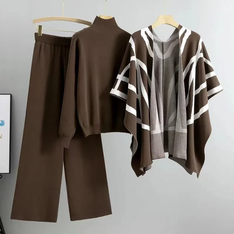 Herbst Winter frauen Pullover Strickwaren Anzug Women2025 Neue Mode Loo se Casual Temperament Drei-Stück Anzug Oberbekleidung Weibliche
