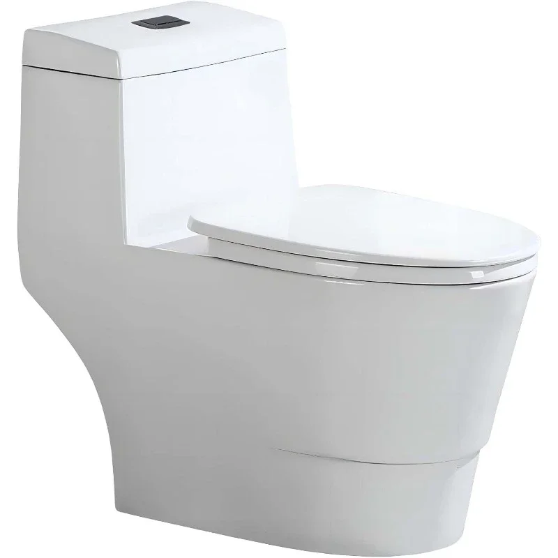 One Piece Toilet with Soft Closing Seat Chair Height 1.28 GPF Dual Water Sensed 1000 Gram MaP Flushing Score Toilet