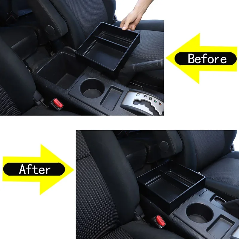 ABS Black 1Pcs For Toyota FJ Cruiser 2007-2021 Car Center Console Armrest Box Plus Height Storage Box Car Interior Accessories