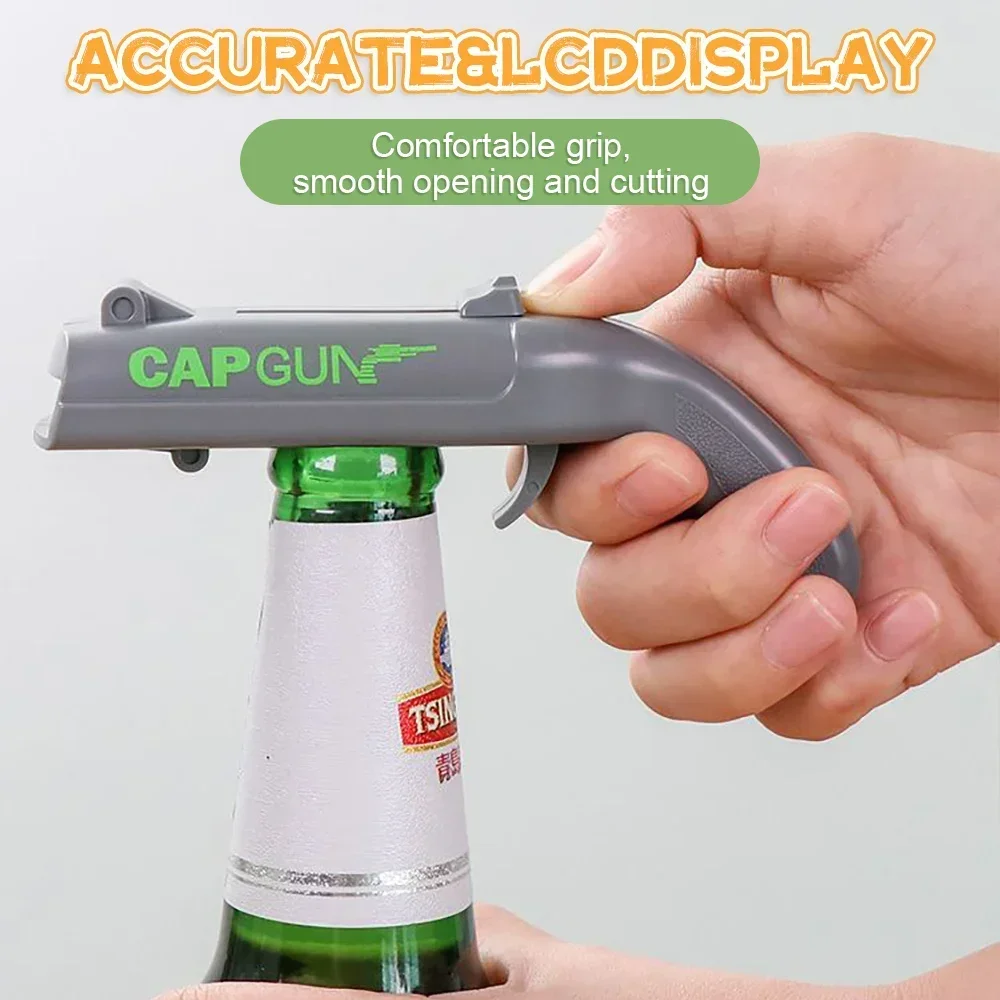 Portable Cap Gun Creative Flying Cap Launcher Bottle Beer Opener Bar Tool Drink Opening Gun Shaped Bottle Lids Bottle Opener