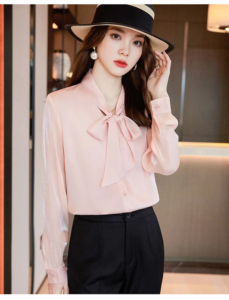 Women Blouses Shirts Spring Autumn Long Sleeve Elegant OL Styles Professional Office Business Work Wear Career  Tops Clothes