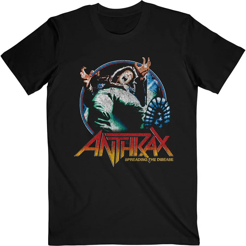 Anthrax Spreading The Disease Grafik-T-Shirt, 100 % Baumwolle, Thrash-Metal-Print-T-Shirt, Unisex, klassisches Heavy-Metal-Kurzarmshirt