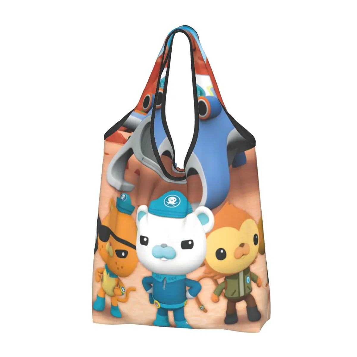 Kid Kwazii The Octonauts Portable Tote Shopping Bags Foldable Shopper Bag Groceries Handbag Shoulder Bag