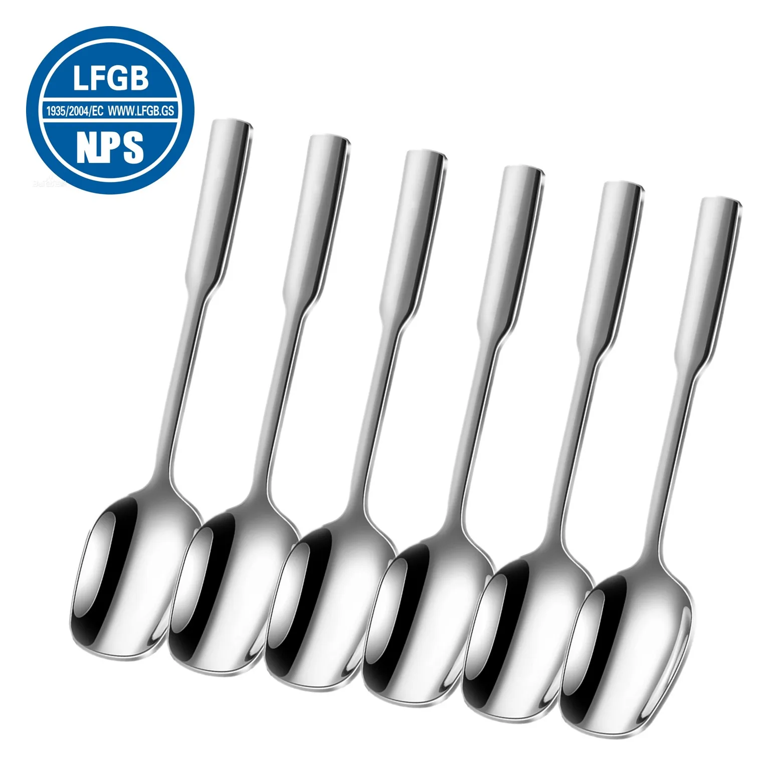 

6 Pieces of LFGB Certificated 316 Stainless Steel Spoon Special Design Thicken Handle Ladle Flatware for Family Daily Dining