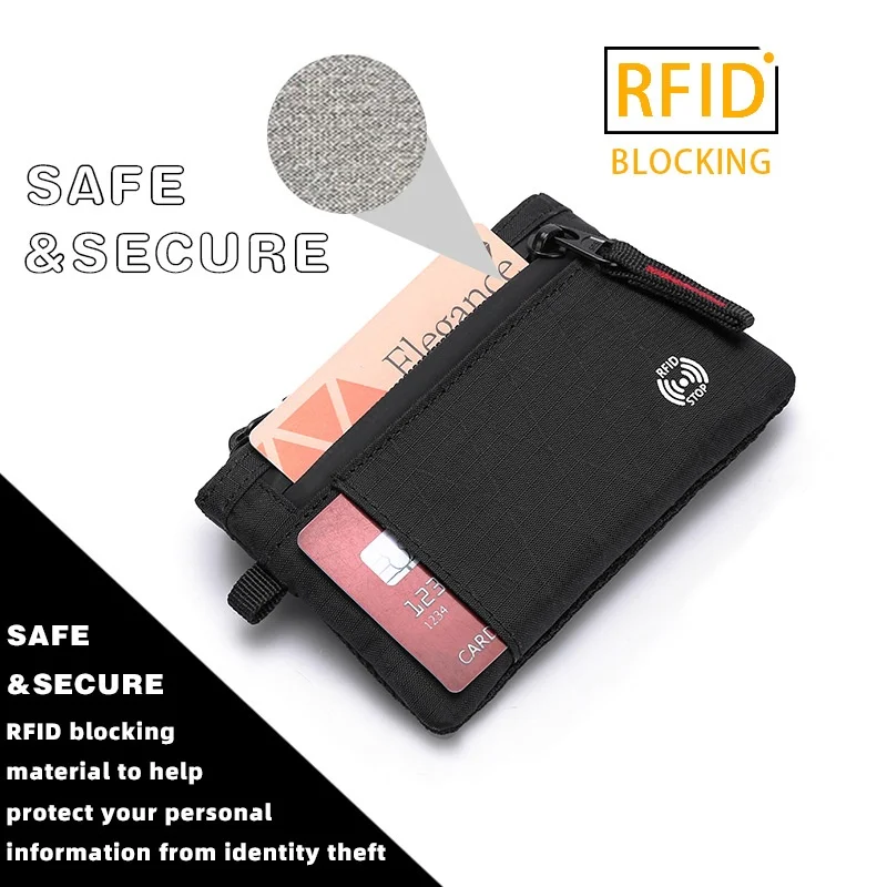 Simple and compact multi-functional nylon card case, anti-theft credit card holder, coin and cash wallet, handbag, storage bag