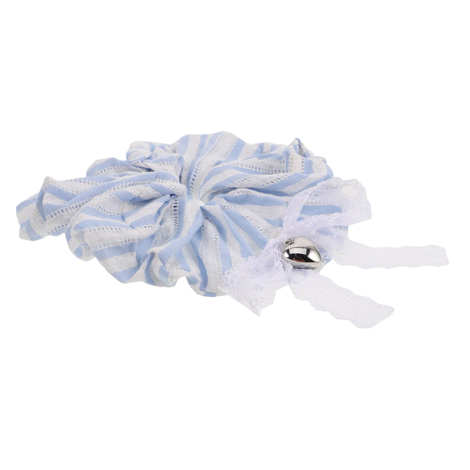 

Korean Fashion Blue Striped Lace Scrunchies Soft Elastic Hair Tie for Women Stylish Ponytail Holder Versatile Hair