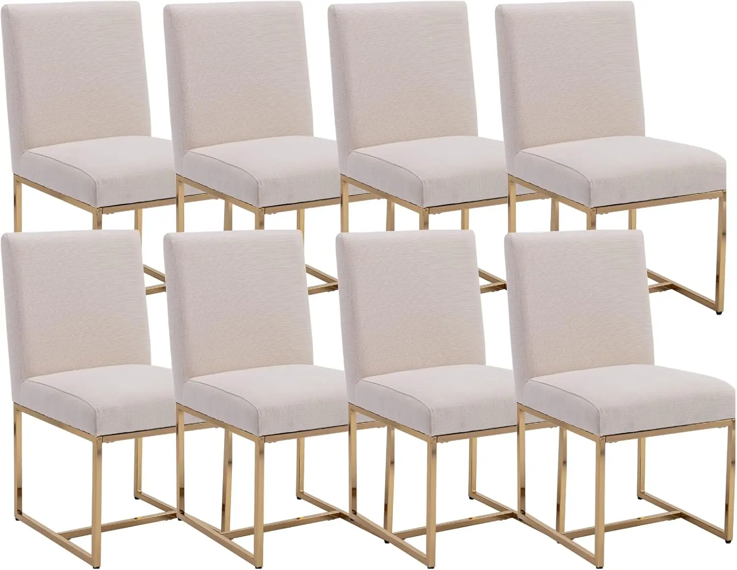 

Modern Dining Chairs Set of 8 Upholstered Dining Room Chairs Armless Guest Side Chair with Gold Base for Dining Room Kitchen