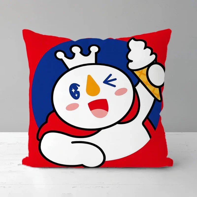 MIXUE Pillow Covers Decorative Sofa Cushions Kawaii Snow King Duplex Printing Short Plush Pillows Decor Home Cushion Cover 45*45