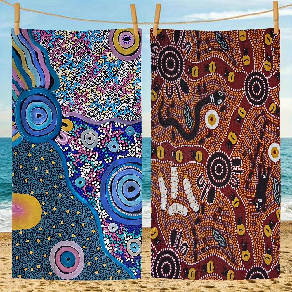 Australian Aboriginal Art Microfiber Blanket Quick Drying Beach Towels Oversized Printing Super Absorbent Pool Towel Blanket