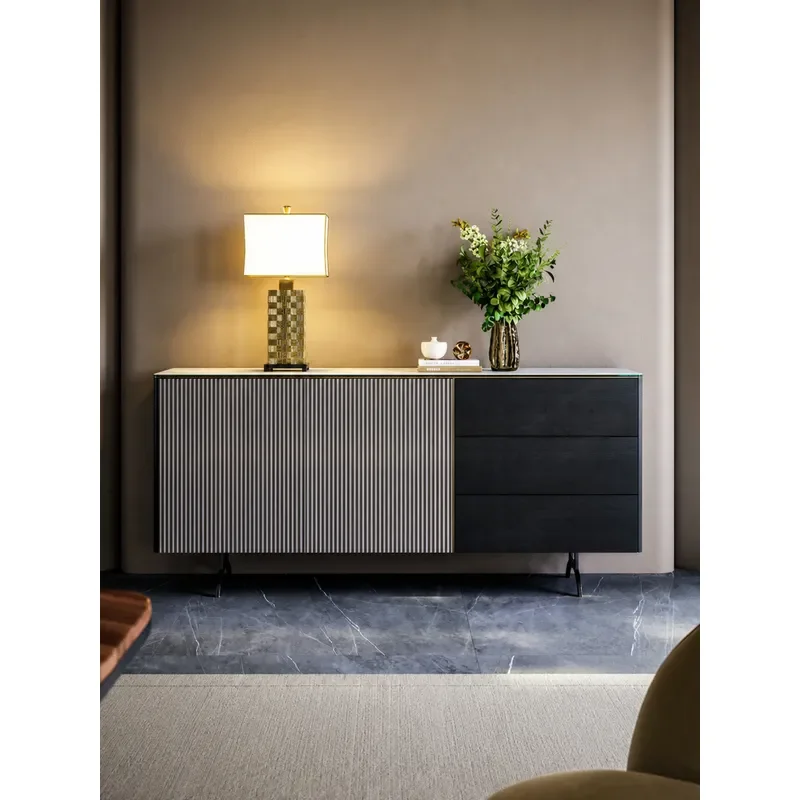 Italian Minimalist Dining Side Cabinet Rock Slab Modern Simple Living Room Decorative Wall Cabinet Bucket Cabinet Light