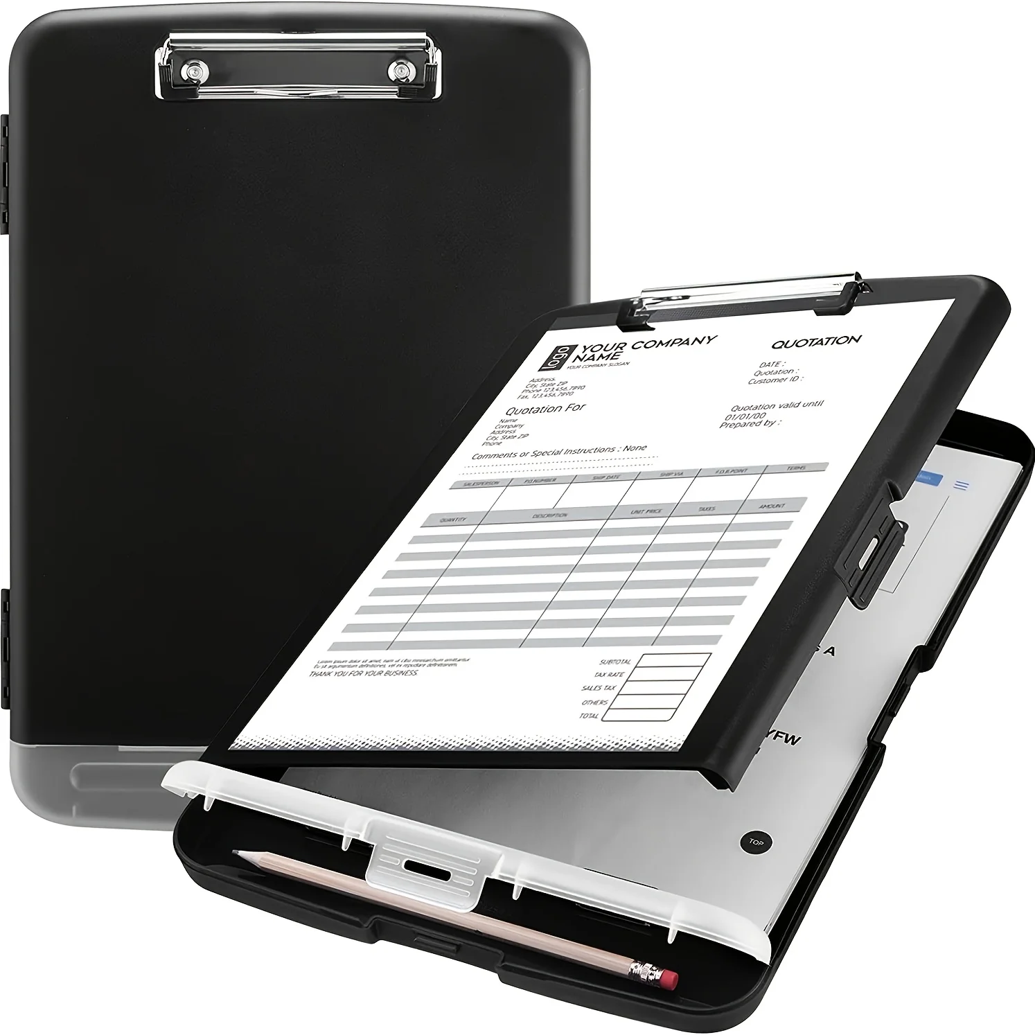 XP010 Large A4 Waterproof File Box with Pen Slot, Desktop Plastic Document Holder and Writing Board Organizer
