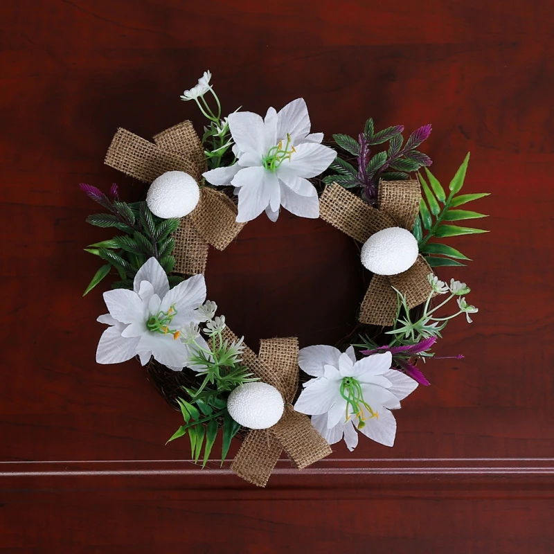 Décoration de guirlande de feuilles de fleurs artificielles, couronne de printemps pour la décoration intérieure, ornement de porte d'entrée de Pâques suspendu, entrée de jardin, 30cm