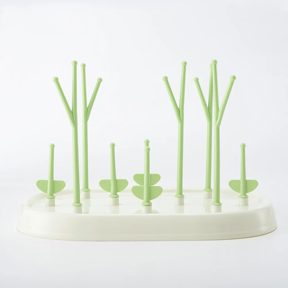 

Adjustable Pegs Baby Bottle Drying Rack Tree-Shaped Organizer Eco-Friendly Material Safe for Baby Green Bottle Dryer