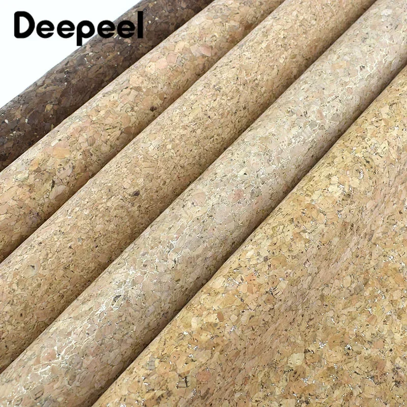 90x140cm Deepeel 0.5mm Pure Natural Cork Leather Fabric Synthetic Wood Grain Background Shoes Handbag Decor Home Furniture