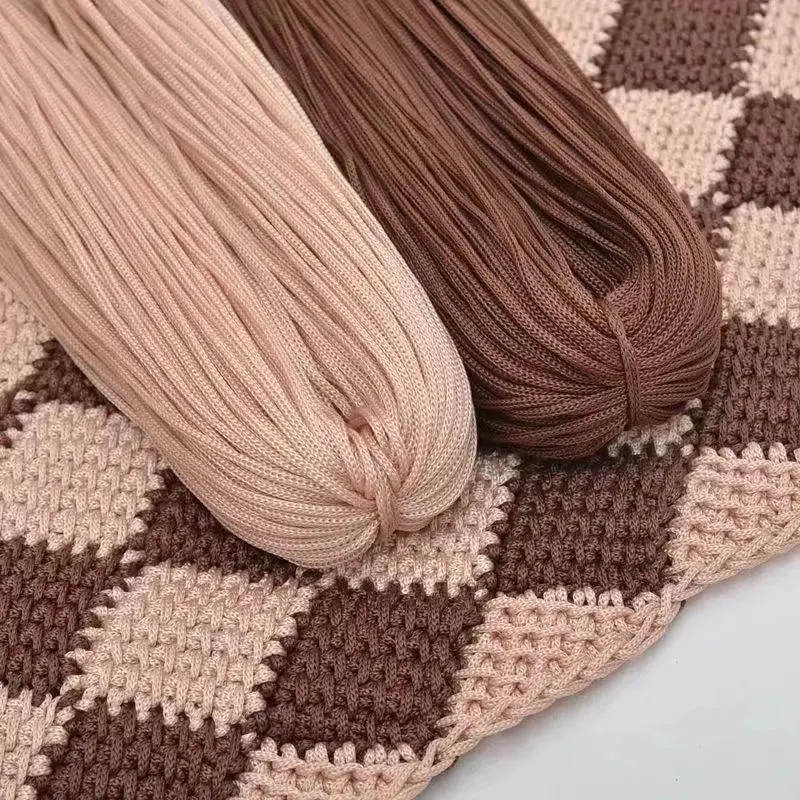 Gelo Seda Rosca Oca Crochet Knit Yarn Handmade Tecido Lã de poliéster, saco de gancho, bolsa, chapéu do verão, Macramé Corda Corda, 200G, 3