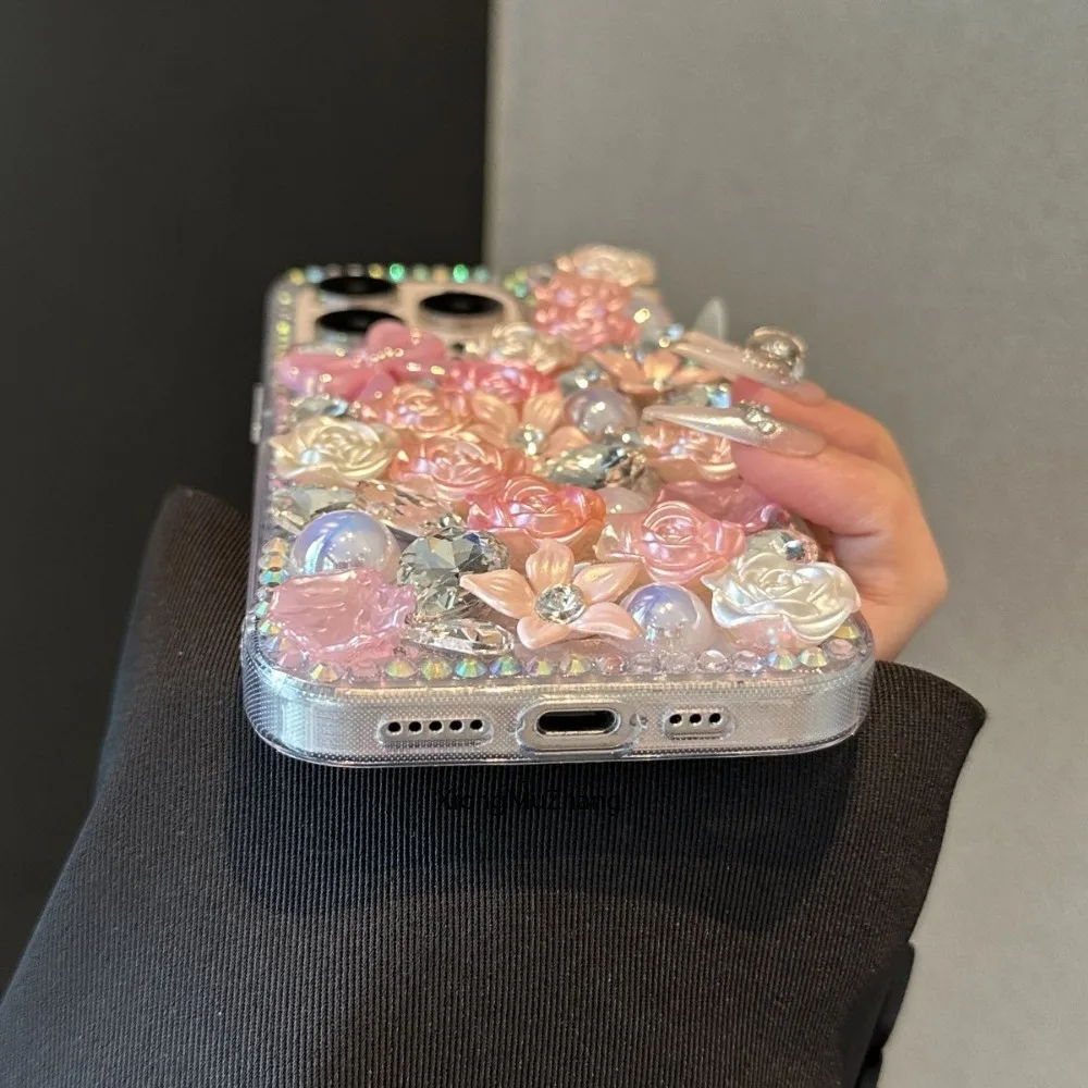 Luxury Bling Rhinestone Flowers Case for Iphone 15 13 14 Pro Max 12 Mini 11 Pro Max 7 8 Plus XS Max Diamond Crystal Woman Cover