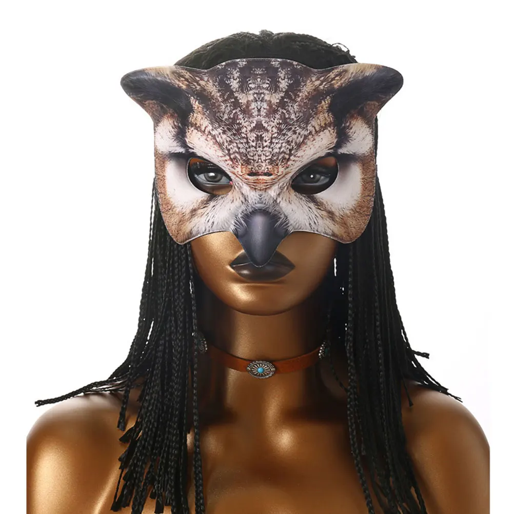 

Halloween Costume Owl Mask Masquerade Masks For Women Realistic Cosplay Prop Deep Blue Animal Face Cover