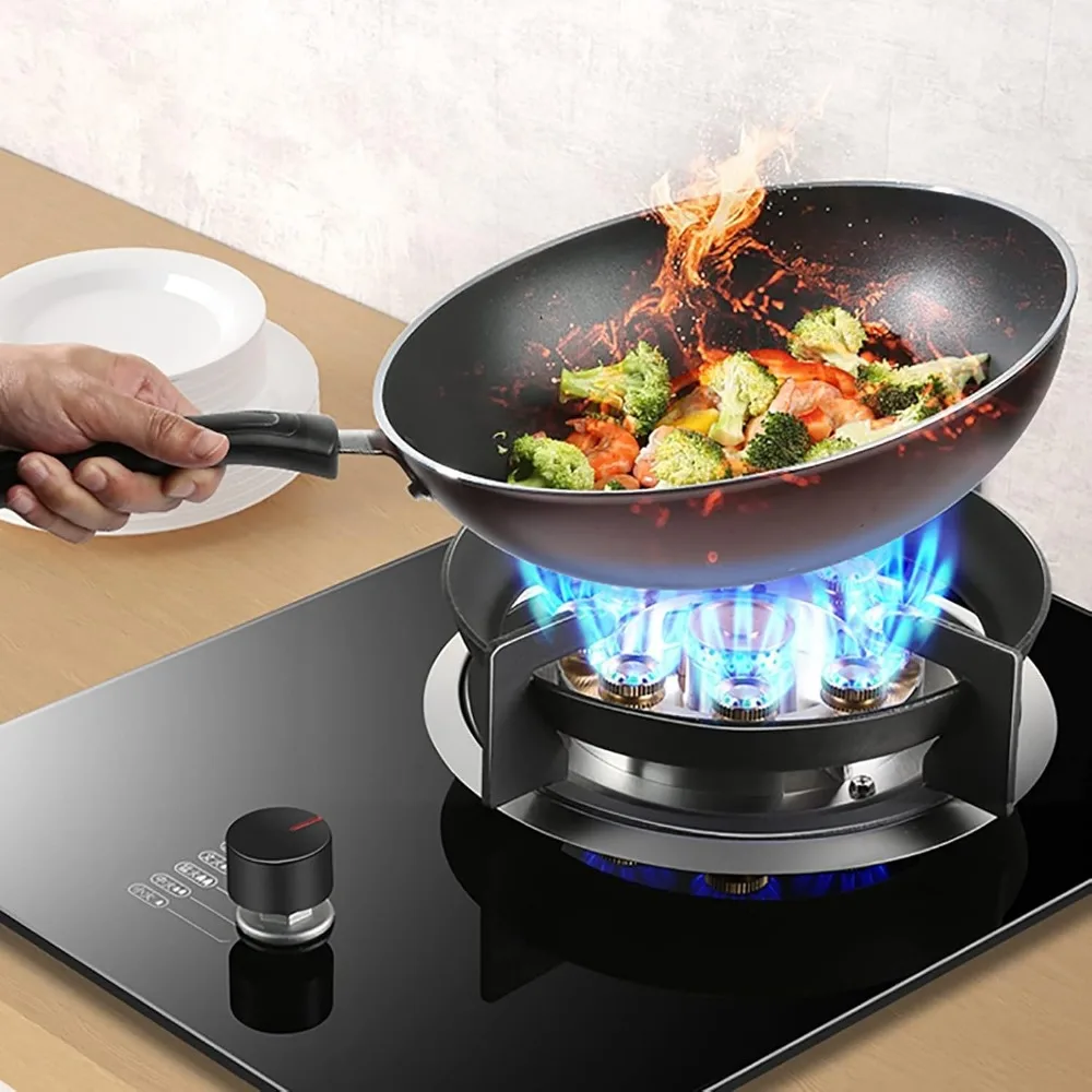 バーナーガスコンロ ガスホブ ビルトインガスコンロ 5.2KW ガラスコンロ ブラックガラスコンロ チャイルドノブ＆フレームアウト保護付き(E