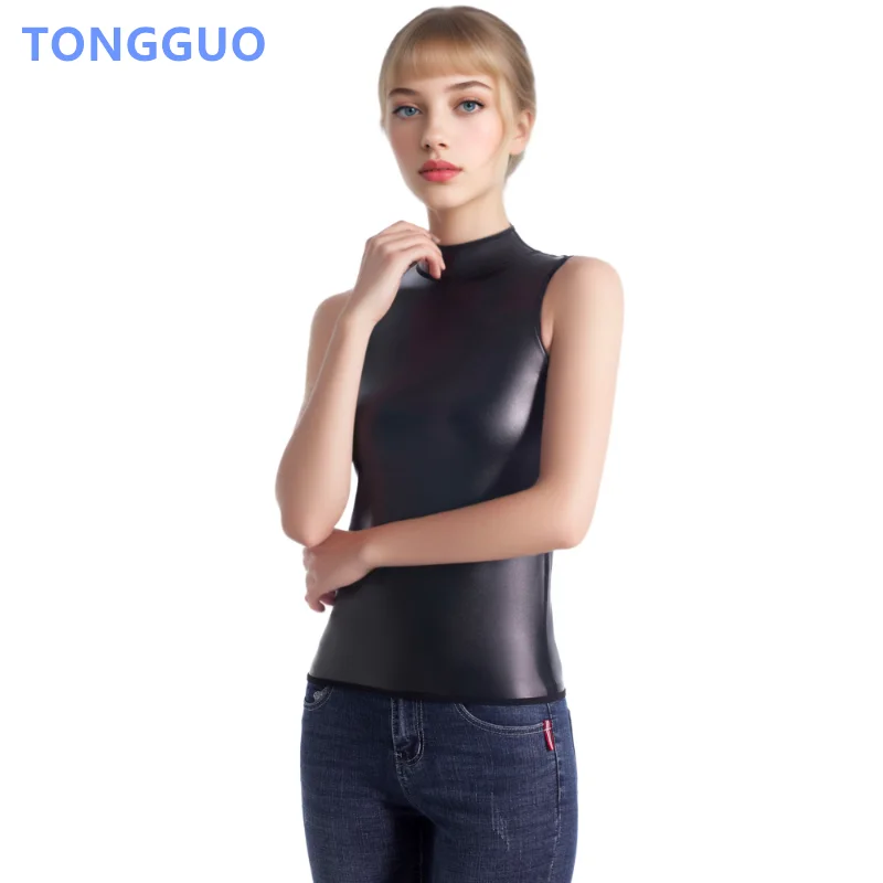 Legal menina cintura trainer couro gola moto colete tanque superior corpo shaper espartilhos camisa fina moda casual shapewear topo