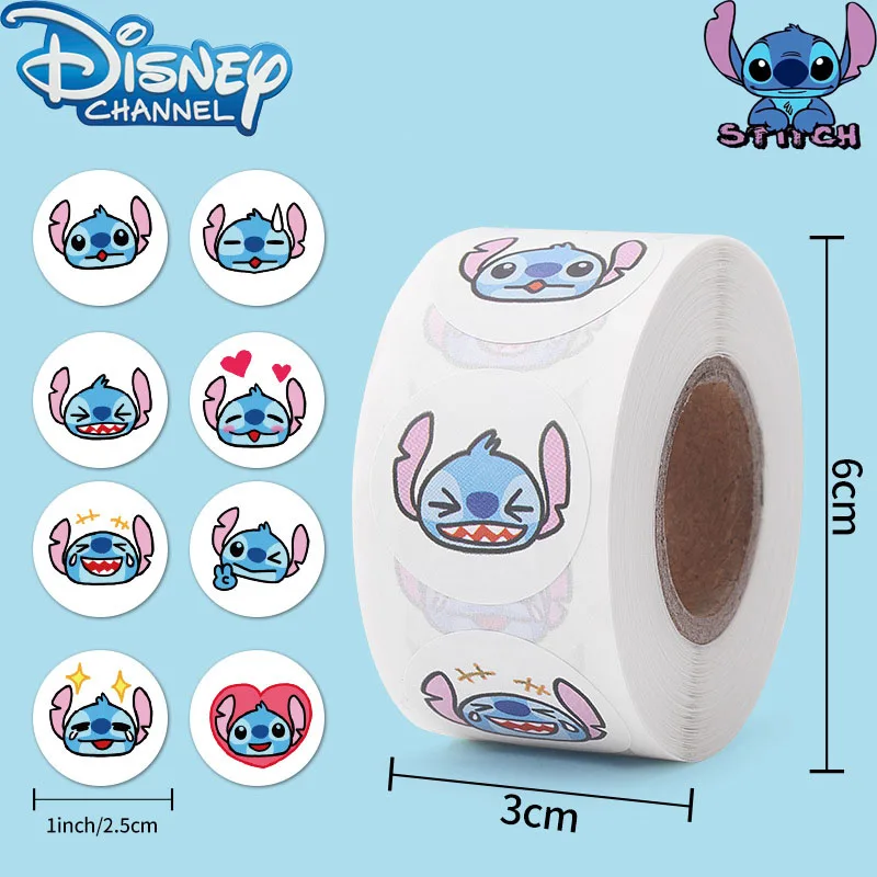 

500pcs/set Lilo & Stitch Cute Sticker Disney Cartoon Stitch Anime Figure Kawaii Round Sealing Sticker Toy Children Birthday Gift