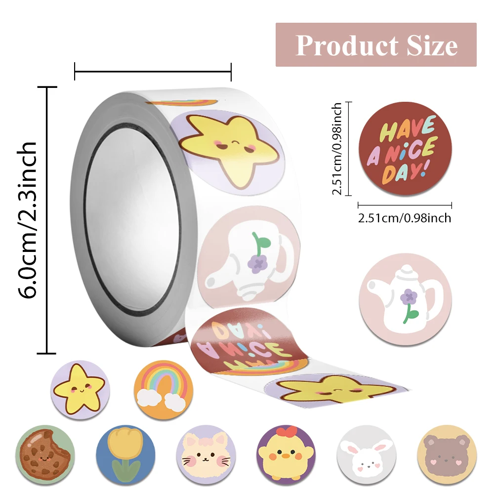 500 pçs-rolo estilo dos desenhos animados coreano adesivos para notebook capacete scrapbook diário incentivar adesivo escola recompensa presente decoração