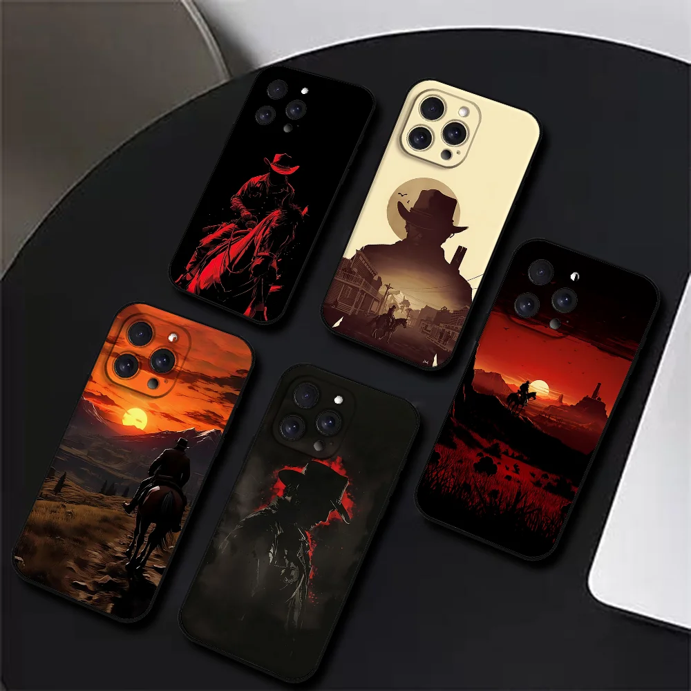 Funda de teléfono Red Dead Redemption RDR 2 para Iphone 16 15 11 13 14 Pro Max 7 8 Plus X Xr Xs Max 12mini funda negra
