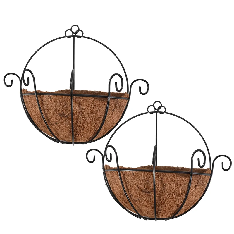 

Well Made-2 PCS Iron Wall Hanging Gentleman Basket 25Cm Semi-Circular Plant Flower Wall Hanging Bracket Plant Hanger Decoration
