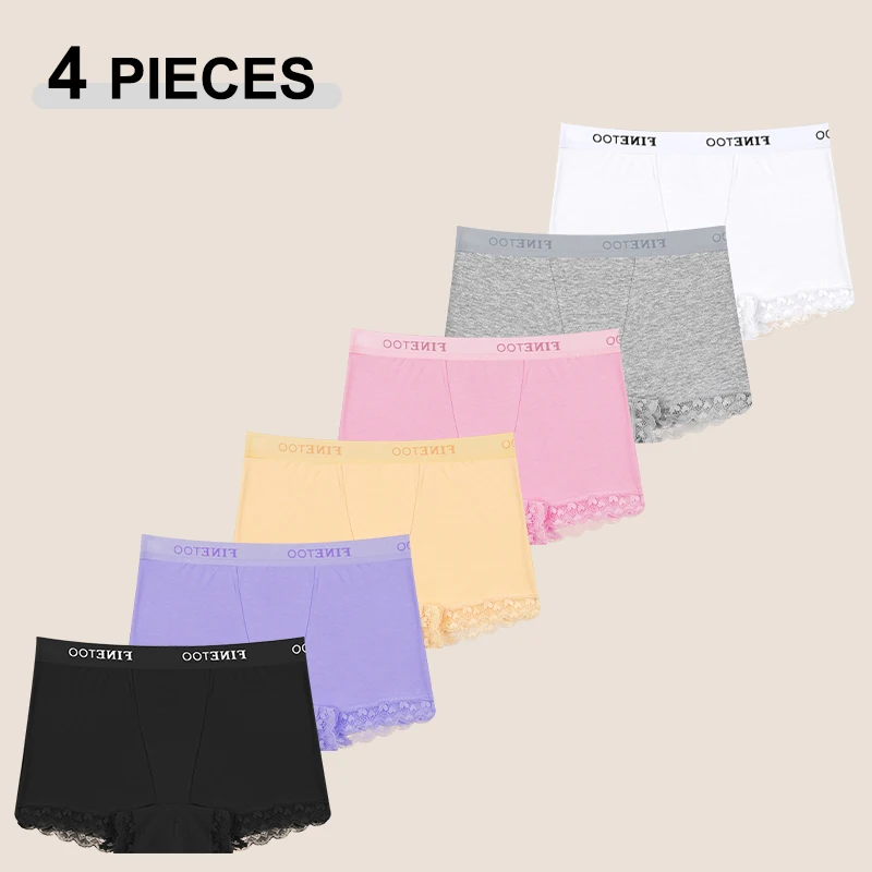 

4 шт. бесшовные трусики из хлопчатобумажной ткани для женщин, сексуальные кружевные эластичные шорты с надписью для мальчиков, женские спортивные удобные дышащие шорты-боксеры