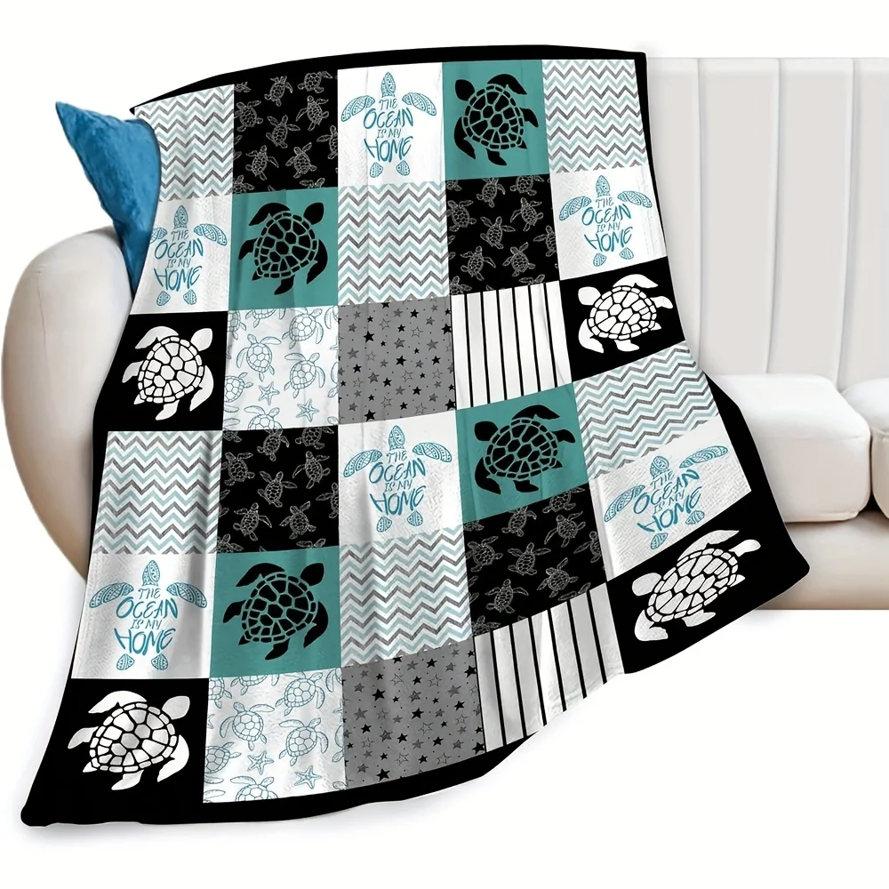 Ocean Voyager Flannel Throw Blanket Soft Sea Turtle Design All Season Cozy Comfort for Marine Life Theme Gift
