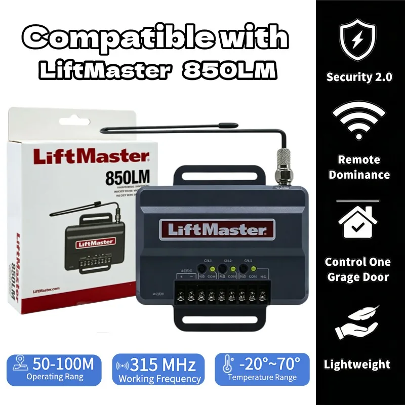 Universal Liftmaster 850LM Gate and Garage Door Opener Receiver Compatible with 893LM 893MAX 891MAX 890MAX