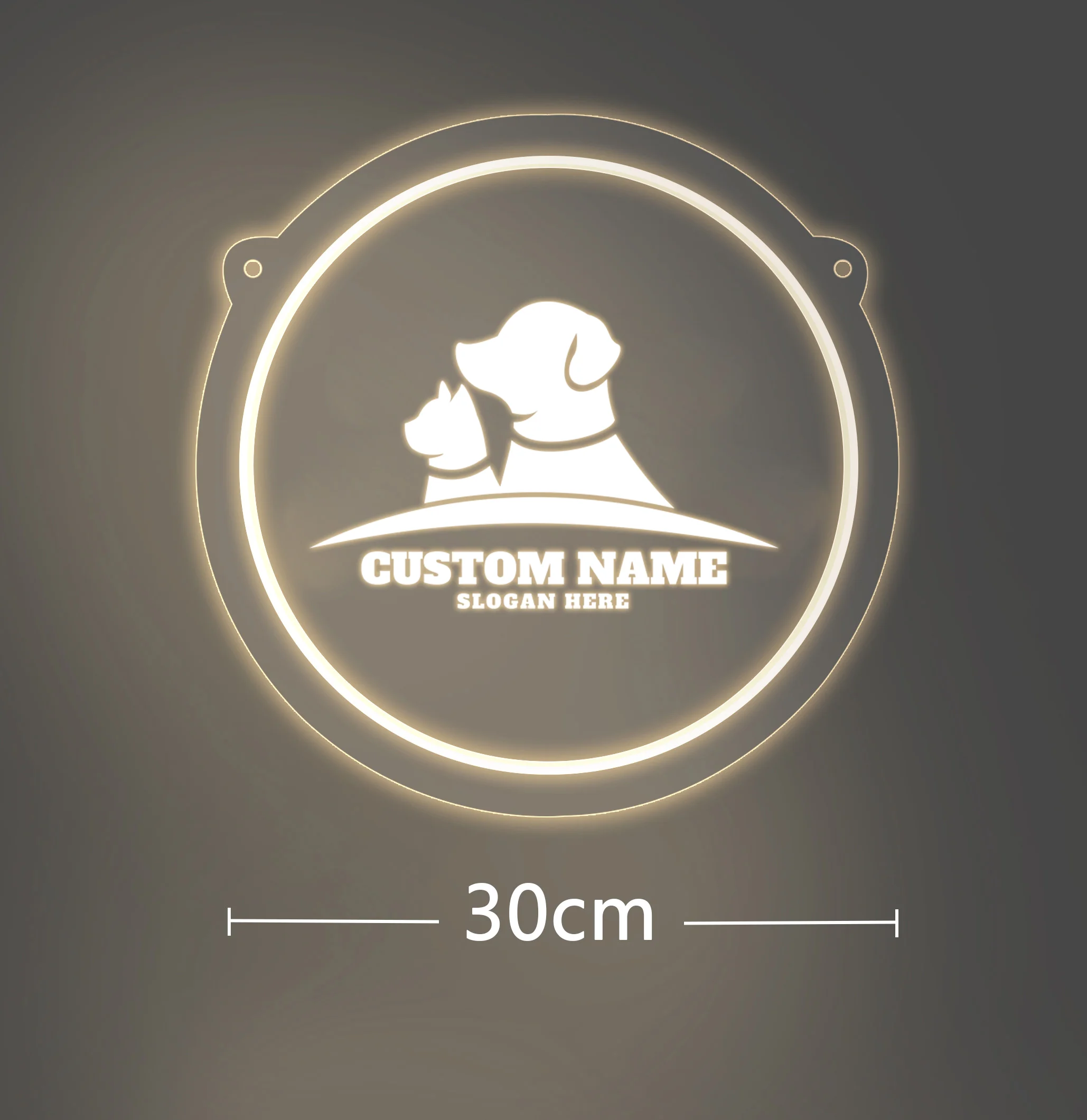 1PC Round Shape Warm White Cute Pet Customized Text Neon Night Light Acrylic Lamp Creative For Home Decoration