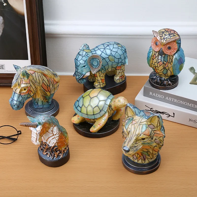 3D Animal Series Desk Lamp, Decorative Night Stand Light, Colorful Vintage Stained Glass, Elephant, Owl, Cat Style, Table Lamp