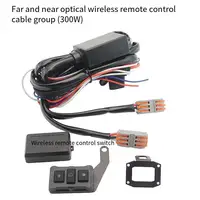 Interruptor de control remoto inalámbrico LED para motocicleta, grupo de cables para faros delanteros uno a dos, arnés de cableado para automóvil con función de flash de explosión, control de luz lejana y cercana