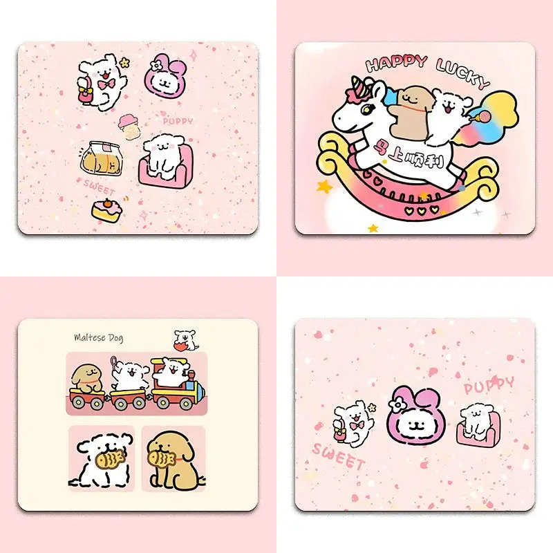 

Small Mouse Pad Cute Line Puppy Mouse Pad Glass Without Locking Edges Mouse Pad Computer Mouse Mat Laptop Deskmat PC