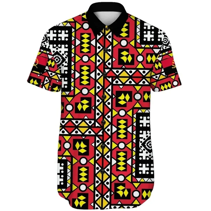 

Angola Flag Map Short Sleeve Shirts For Men Clothes National Emblem Kids Blouses Dashiki Festival Gift Top Hawaiian Sport Jersey