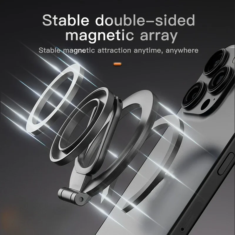 Immagine 4: Supporto per telefono bifacciale Anello magnetico per telefono Supporto per cavalletto Impugnatura magnetica per supporto per auto MagSafe iPhone 16 15 14 13 12 Pro Max