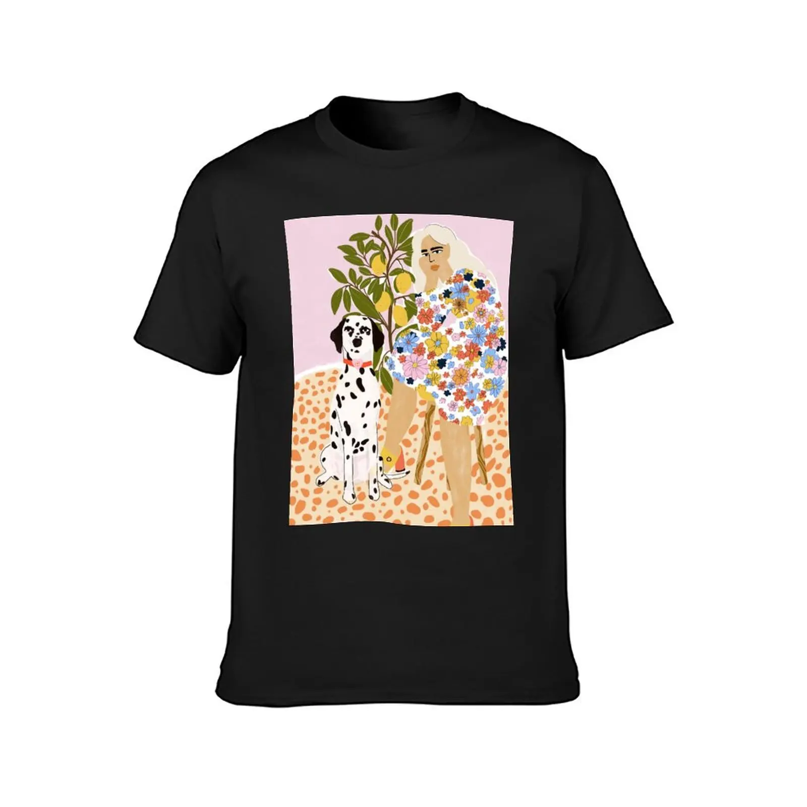 Lady and Dalmatian T-Shirt plain aesthetic clothes oversizeds Short sleeve tee tshirts for men