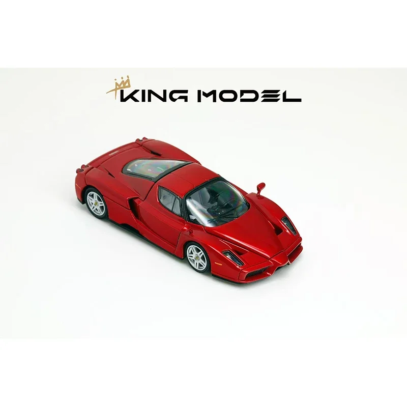 PreSale King 1:64 Enzo Metallic Red Openable Hood Diecast Diorama Car Model Toy