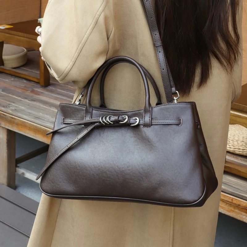 

Burminsa Cowhide Genuine Leather Large Tote Handbags For Women 2025 Luxury Designer Shopper Work Ladies Shoulder Crossbody Bags