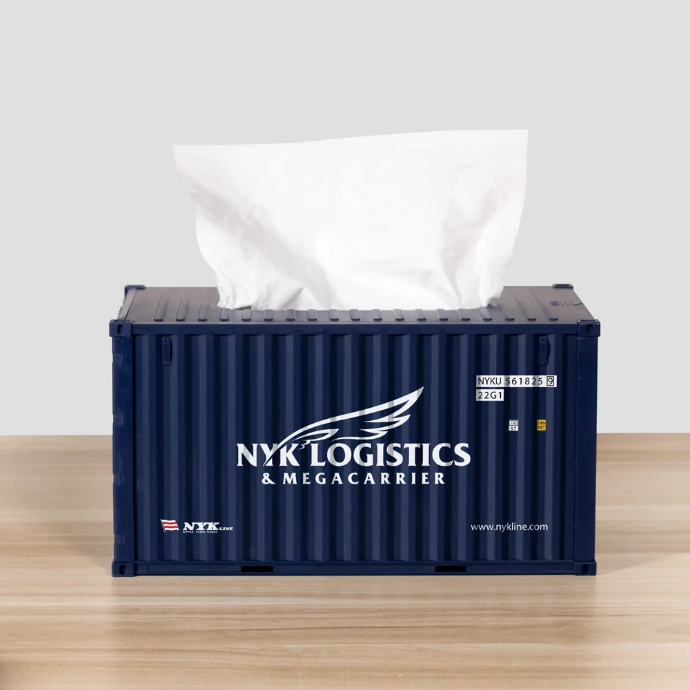 Mini Shipping Container Model Car Tissue Box Custom Desktop Napkin Organizer Creative Plastic Living Room Facial Tissue Holder