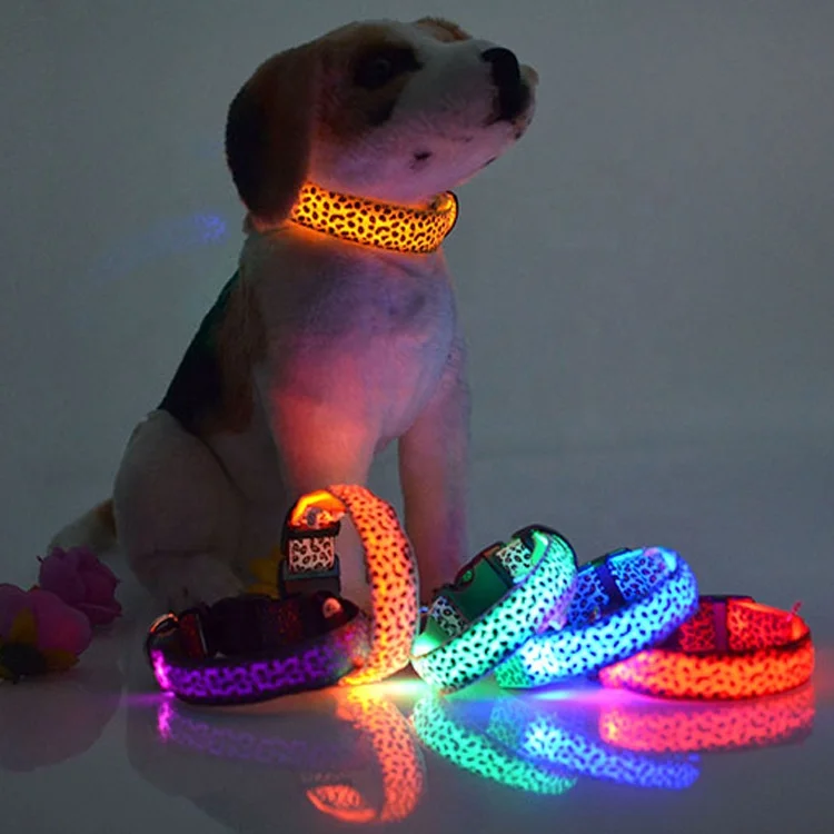 

Leopard LED Dog Collar, Flashing Nylon, 3 Mode Lighting, USB Chargeable, Dog Collars, Manufacturers